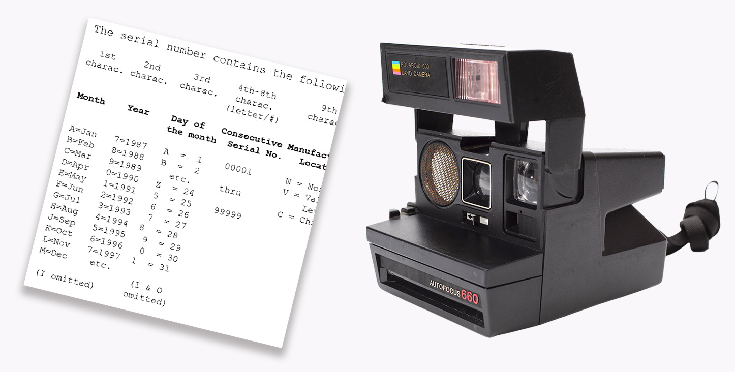 Polaroid 600, serial number lookup!